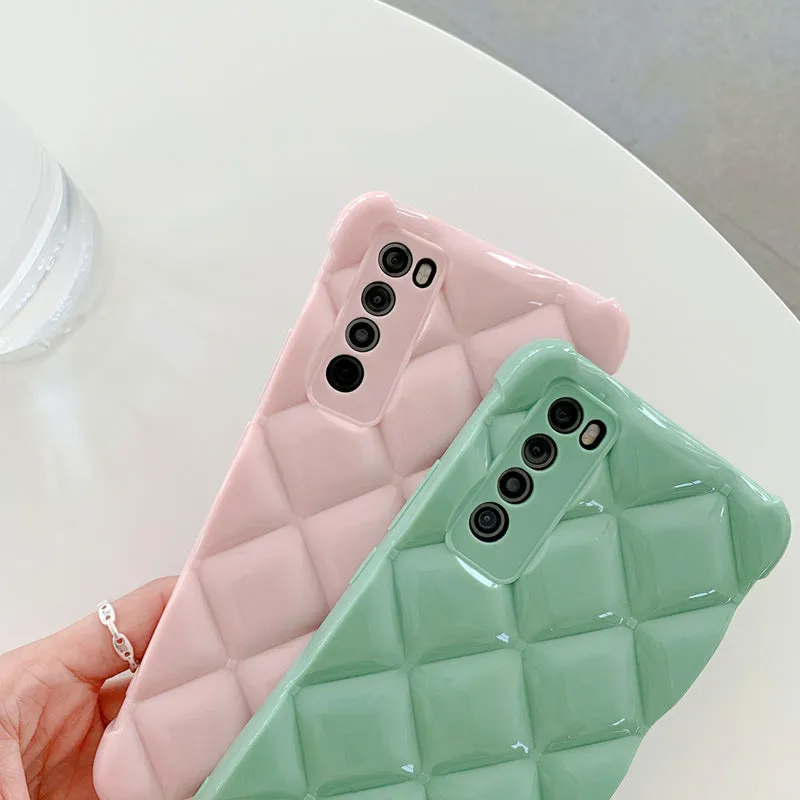 A solid-colour silicone back cover case for Huawei smartphones on a table.