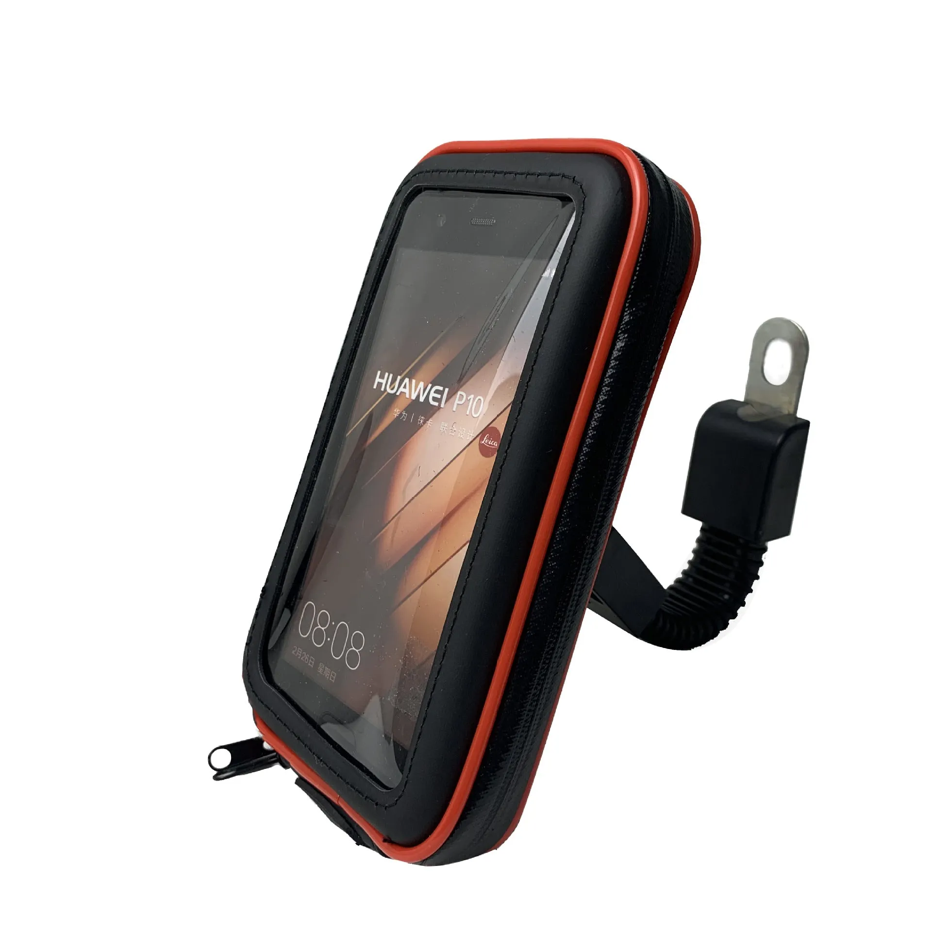 Black synthetic leather riding mobile phone stand bag fits 6.5 inch phone cycling waterproof navigation