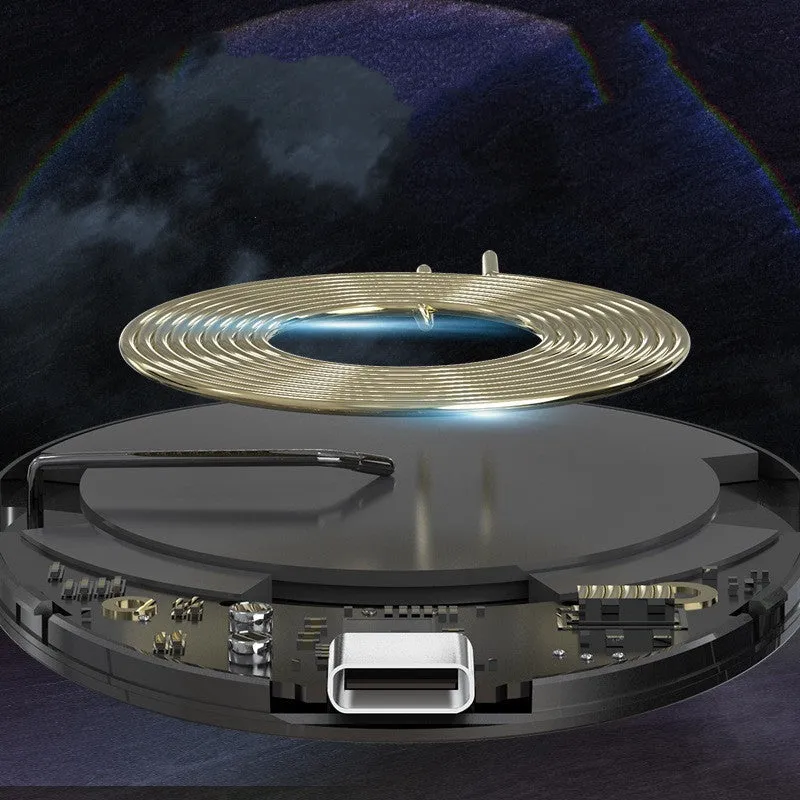 C01 black magnetic wireless charger with Type-C port showing charging surface