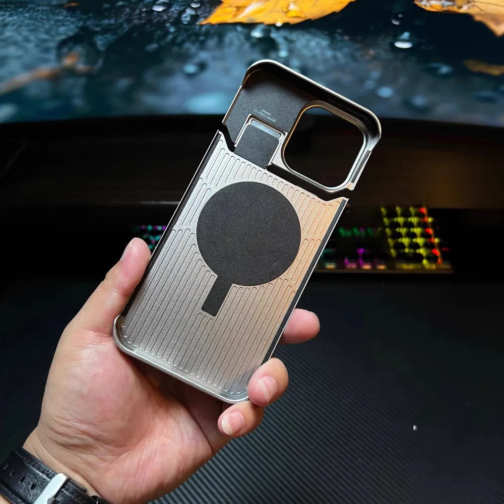 Aluminium alloy magnetic suction anti-drop protective case for iPhone in grey colour