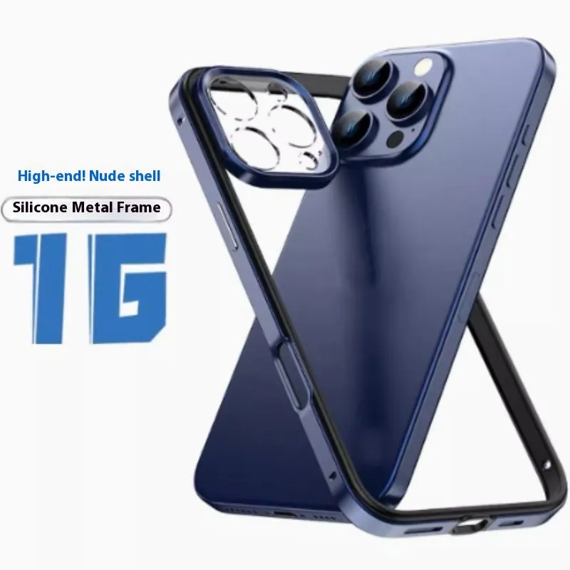 Hollow out heat dissipation metal phone case with lens film in black for iPhone 15 Pro Max