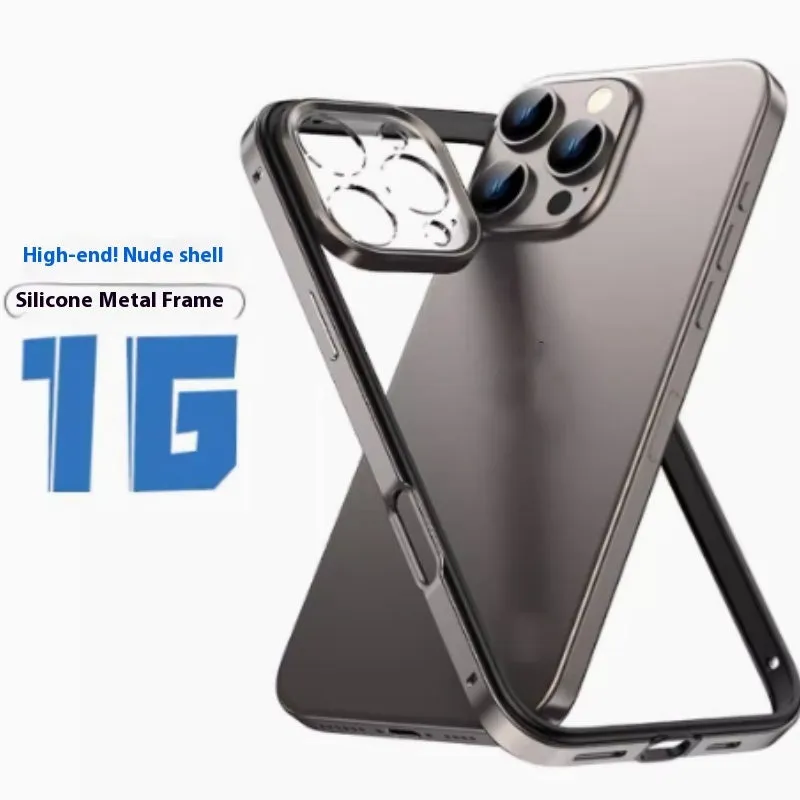Hollow out heat dissipation metal phone case with lens film in black for iPhone 15 Pro Max