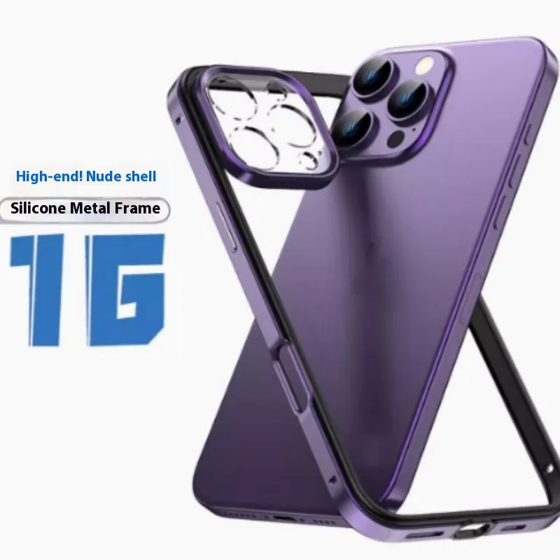 Hollow out heat dissipation metal phone case with lens film in black for iPhone 15 Pro Max