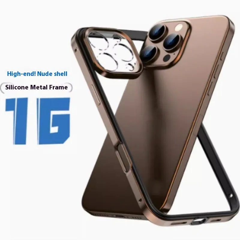 Hollow out heat dissipation metal phone case with lens film in black for iPhone 15 Pro Max