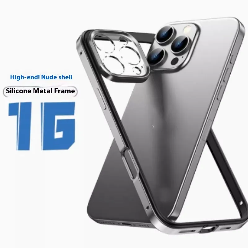 Hollow out heat dissipation metal phone case with lens film in black for iPhone 15 Pro Max