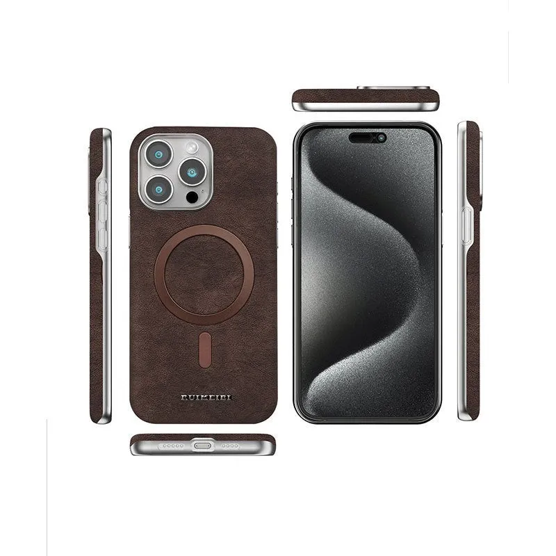 Electroplating half-pack external magnetic ring mobile phone protective cover in Dark Gray