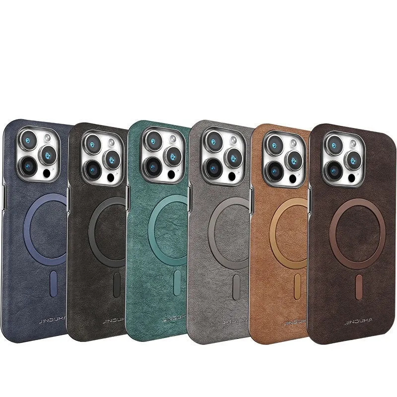 Electroplating half-pack external magnetic ring mobile phone protective cover in Dark Gray