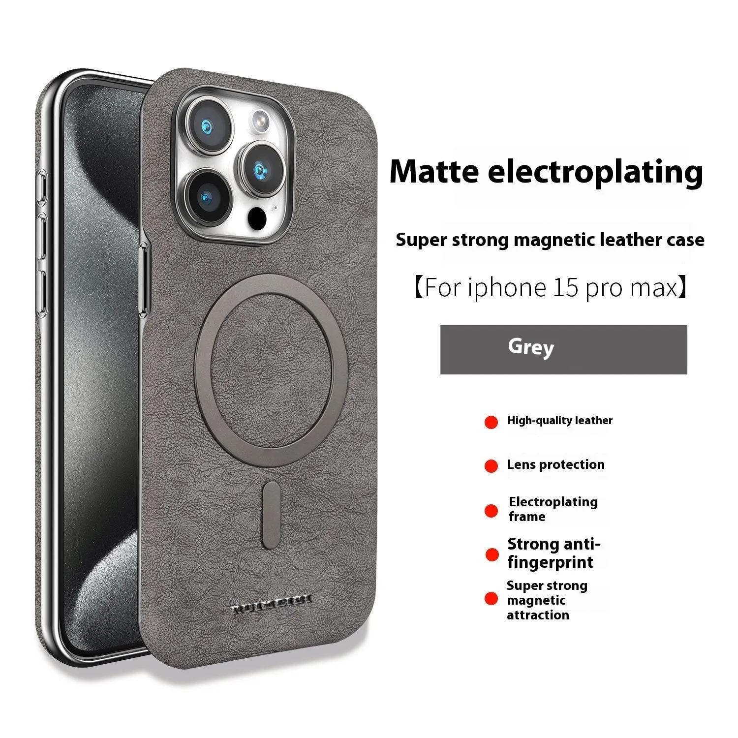 Electroplating half-pack external magnetic ring mobile phone protective cover in Dark Gray