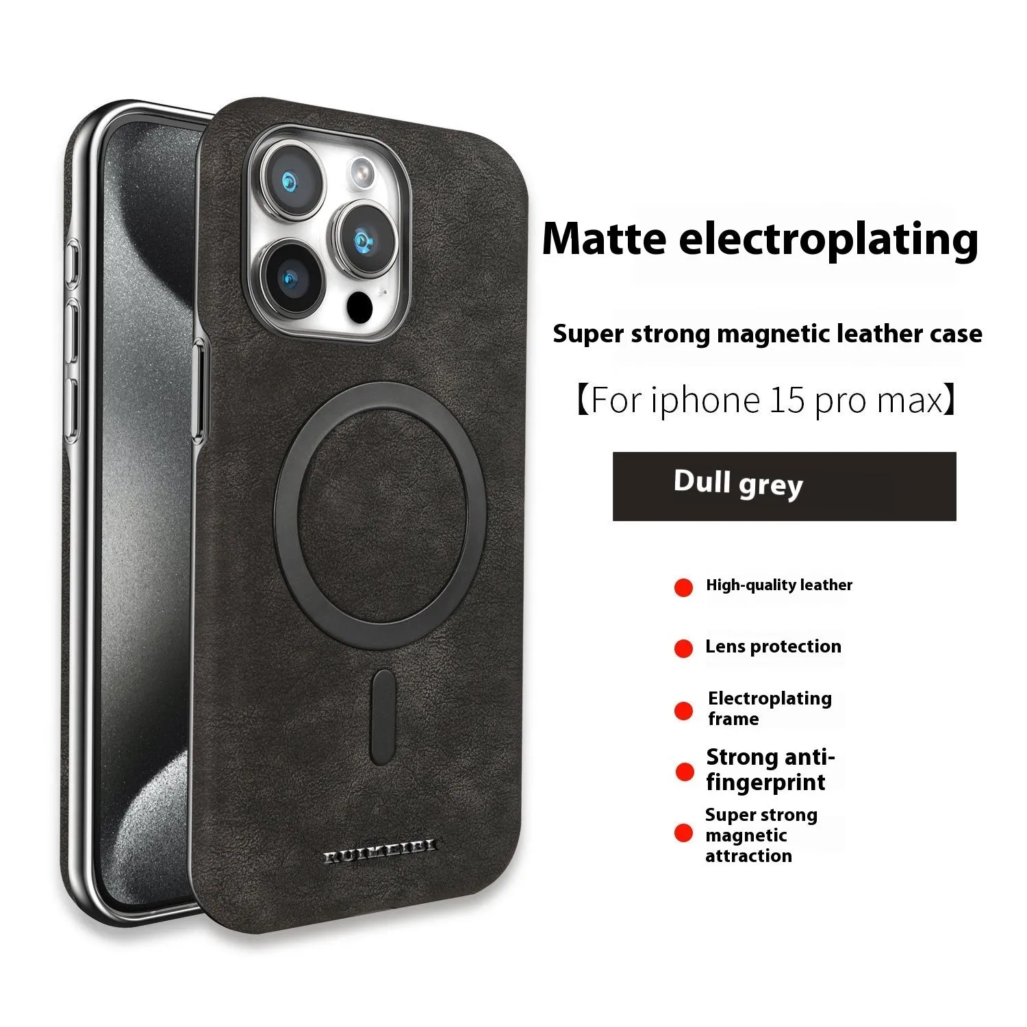 Electroplating half-pack external magnetic ring mobile phone protective cover in Dark Gray