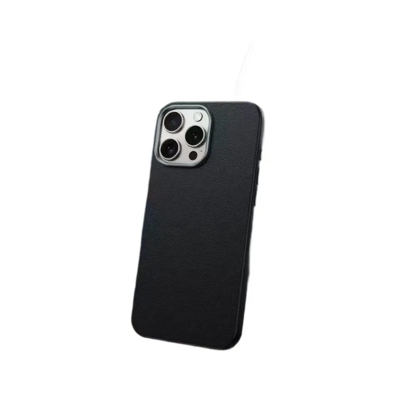 TPU phone case with leather pattern anti-slip texture in black for Apple iPhone 14 Pro