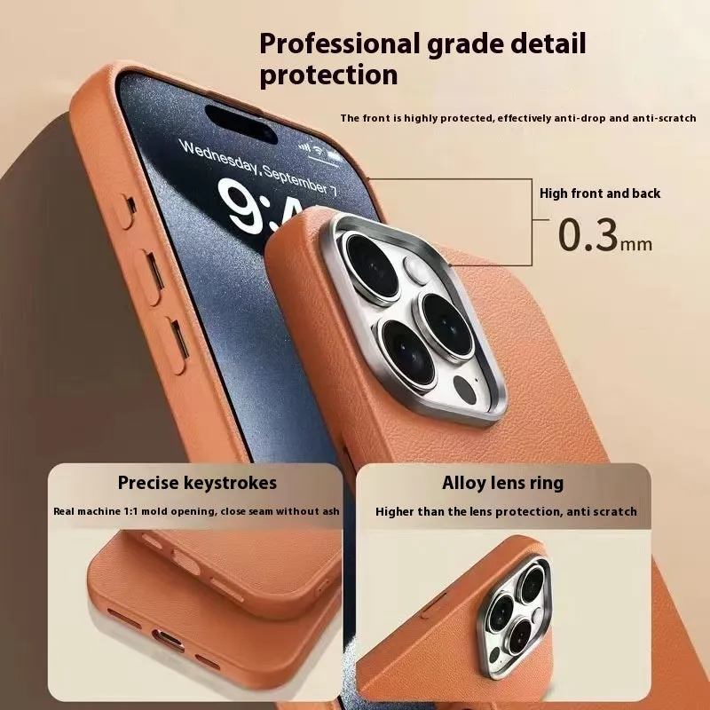 TPU phone case with leather pattern anti-slip texture in black for Apple iPhone 14 Pro