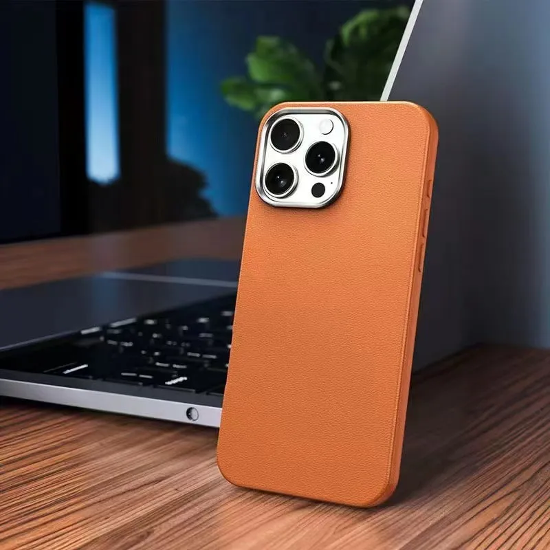 TPU phone case with leather pattern anti-slip texture in black for Apple iPhone 14 Pro