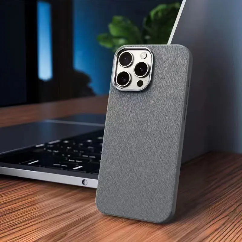 TPU phone case with leather pattern anti-slip texture in black for Apple iPhone 14 Pro