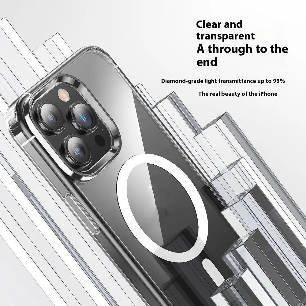 Two-in-one transparent magnetic phone case for iPhone, TPU PC construction shockproof drop-resistant