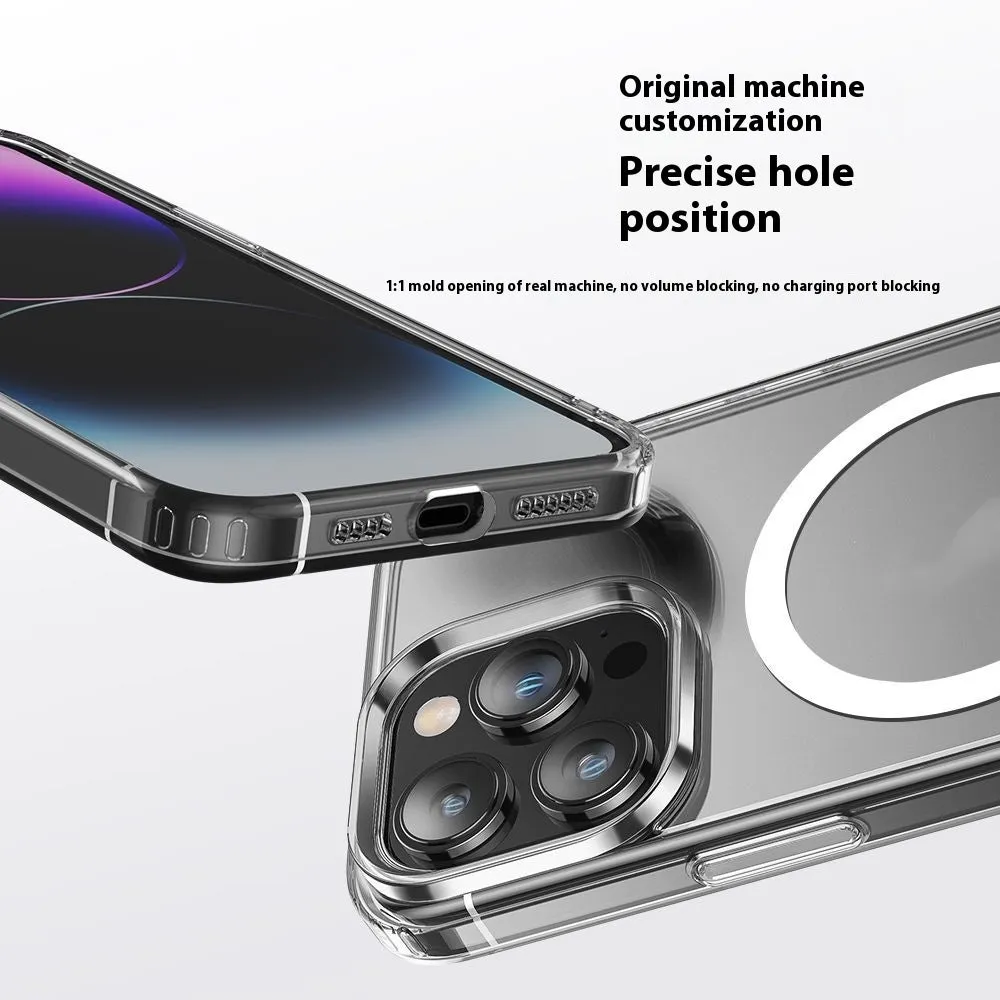 Two-in-one transparent magnetic phone case for iPhone, TPU PC construction shockproof drop-resistant