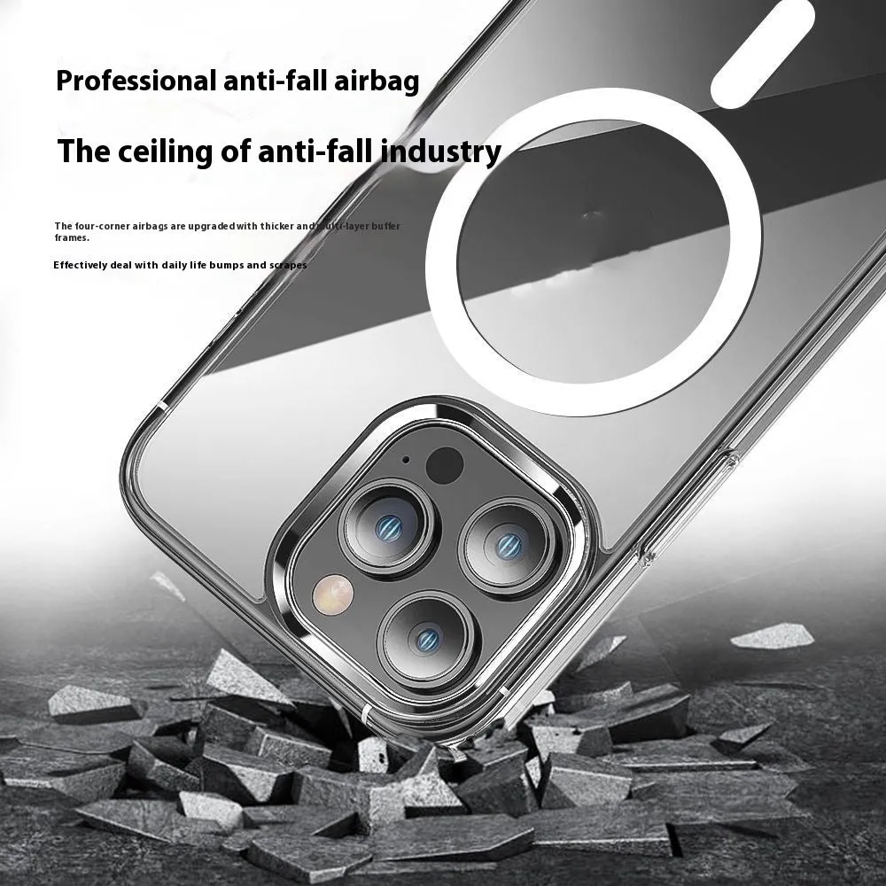 Two-in-one transparent magnetic phone case for iPhone, TPU PC construction shockproof drop-resistant