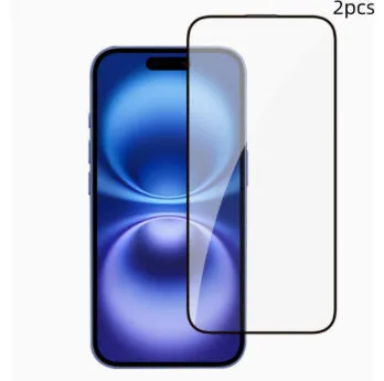 Tempered glass screen protector for iPhone 15 with anti-fingerprint coating, black colour