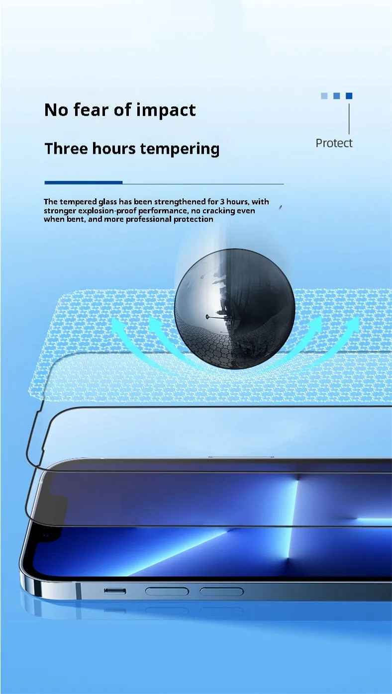 Tempered glass screen protector for iPhone 15 with anti-fingerprint coating, black colour