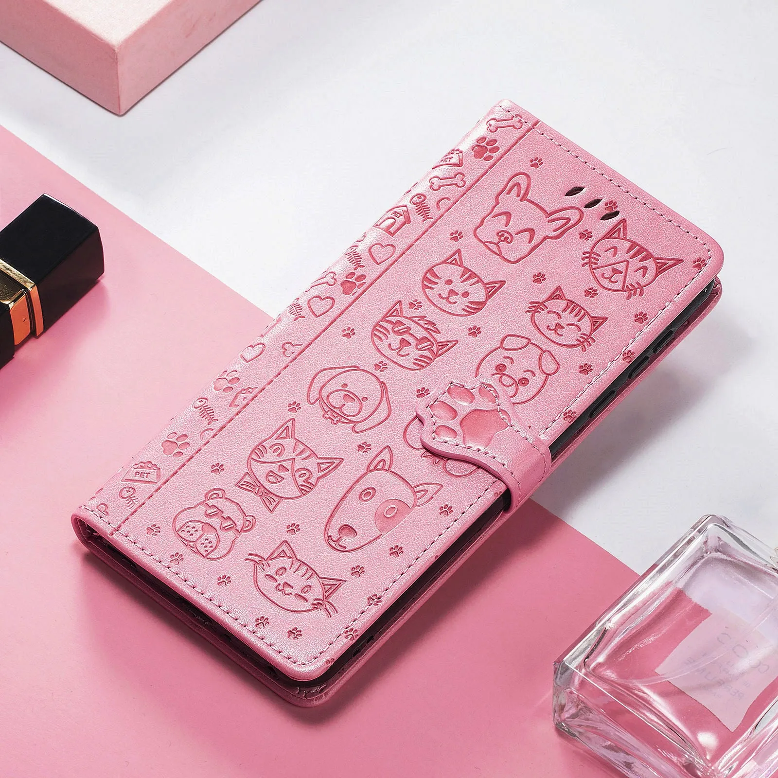 TPU leather phone case for iPhone 16 with built-in invisible bracket, shockproof and anti-fingerprint, available in pink colour