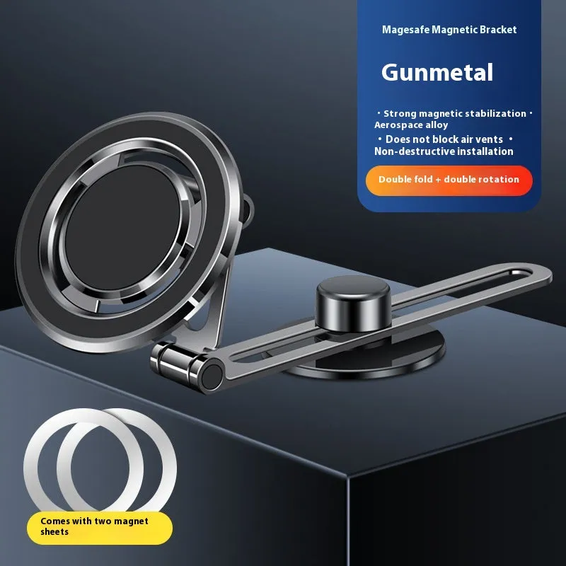 F62 magnetic car phone bracket in silver with rotary arm for dashboard mounting