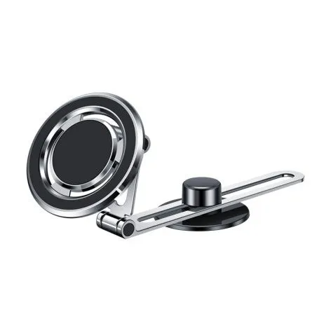 F62 magnetic car phone bracket in silver with rotary arm for dashboard mounting