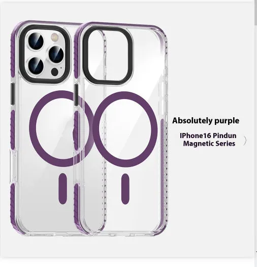 Transparent magnetic phone case with anti-fall protection in Obsidian Black for Apple iPhone 15 Pro