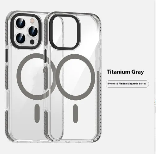 Transparent magnetic phone case with anti-fall protection in Obsidian Black for Apple iPhone 15 Pro