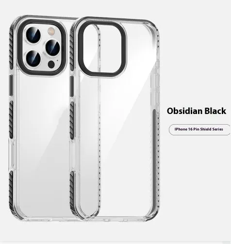 Transparent magnetic phone case with anti-fall protection in Obsidian Black for Apple iPhone 15 Pro