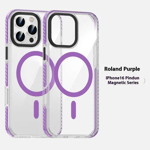 Transparent magnetic phone case with anti-fall protection in Obsidian Black for Apple iPhone 15 Pro
