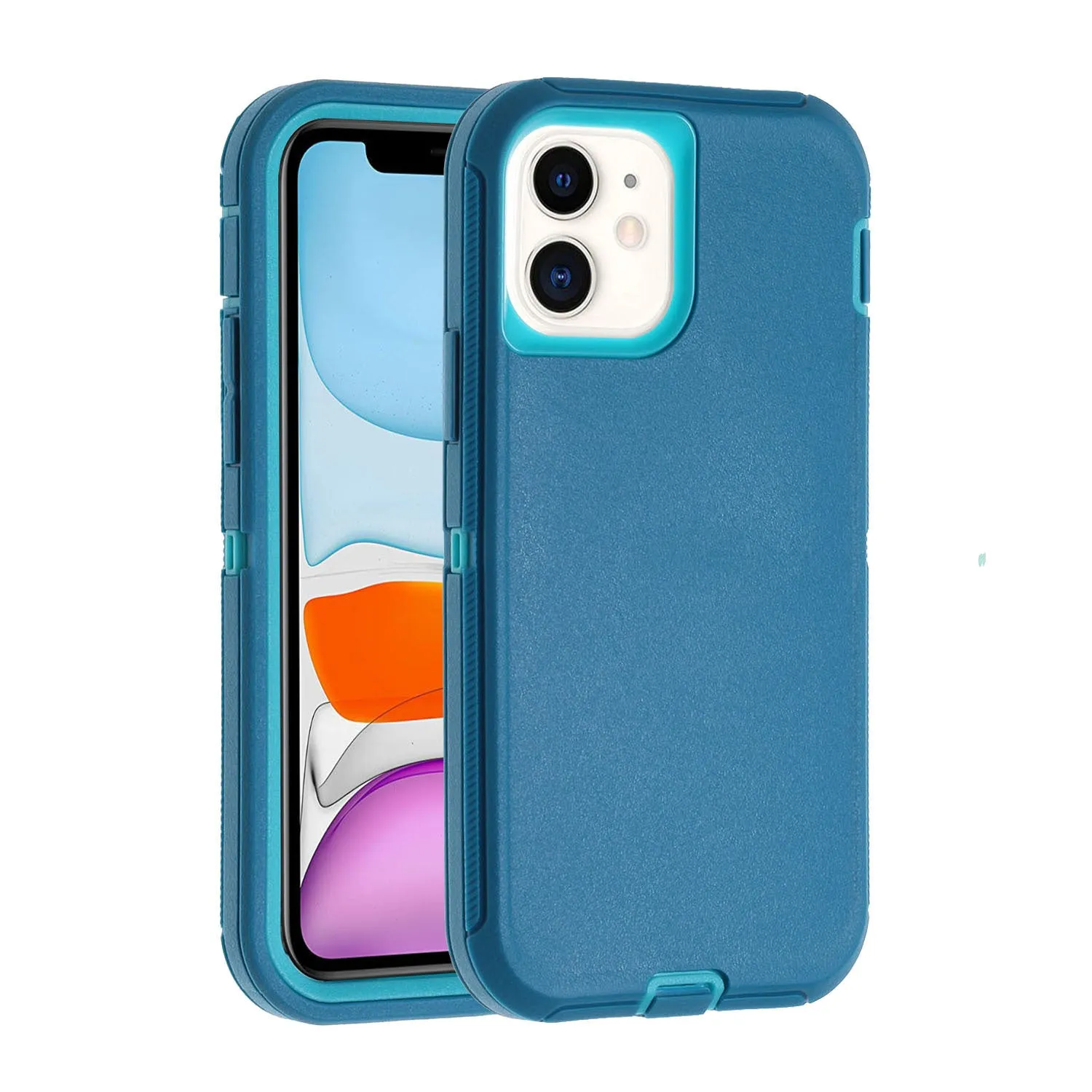 Three-proof drop-resistant silicone phone case for iPhone 12 series in light green pink