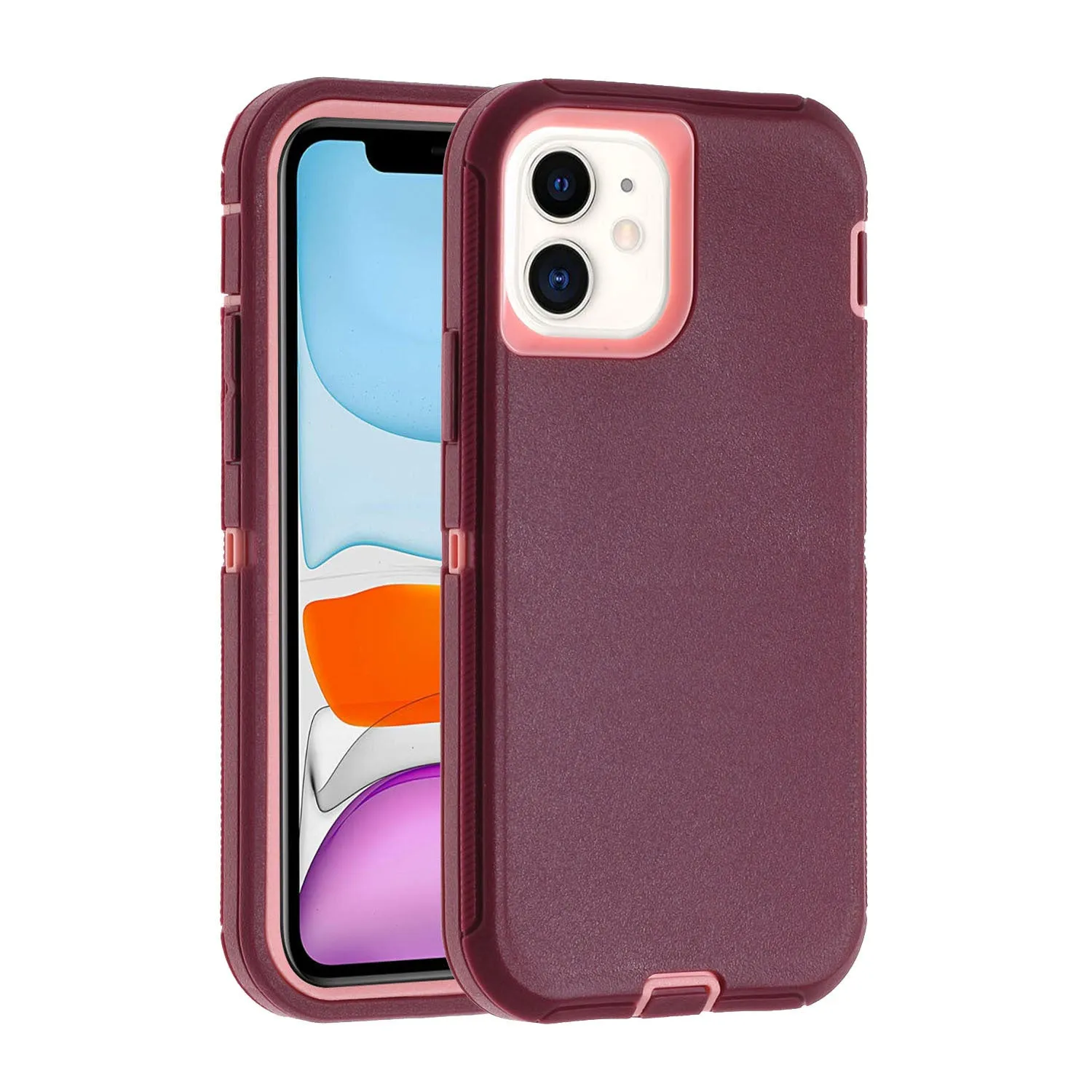 Three-proof drop-resistant silicone phone case for iPhone 12 series in light green pink