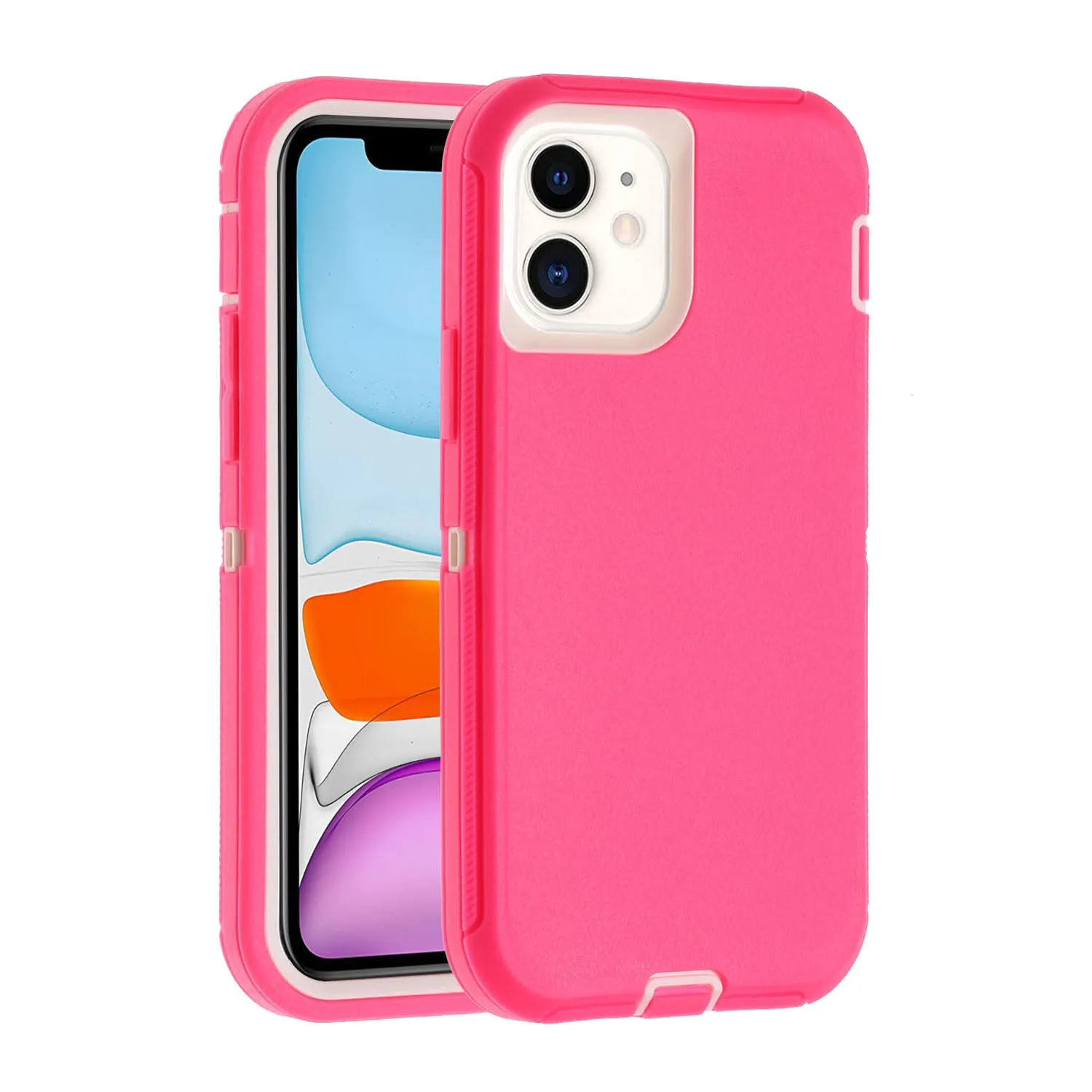 Three-proof drop-resistant silicone phone case for iPhone 12 series in light green pink