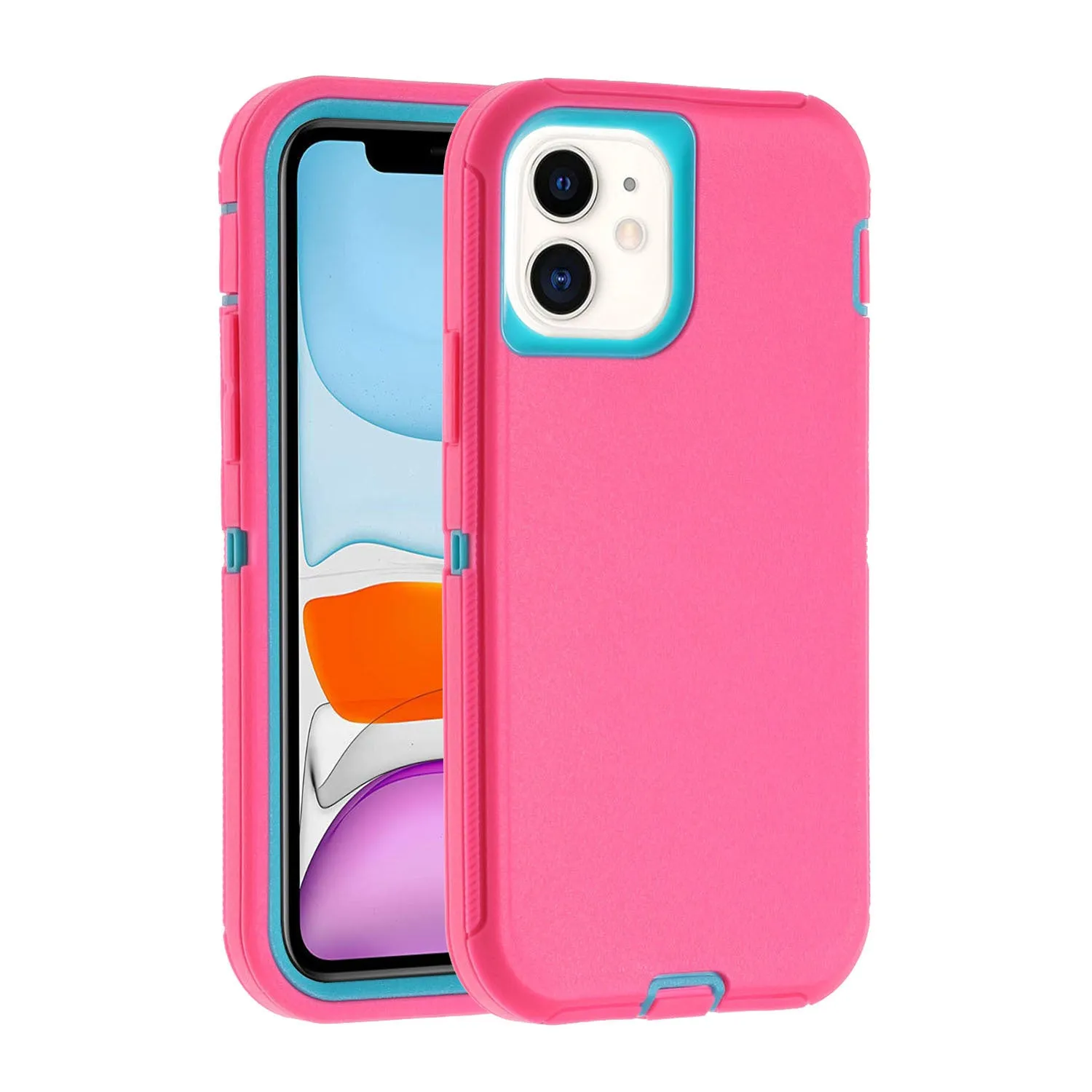 Three-proof drop-resistant silicone phone case for iPhone 12 series in light green pink