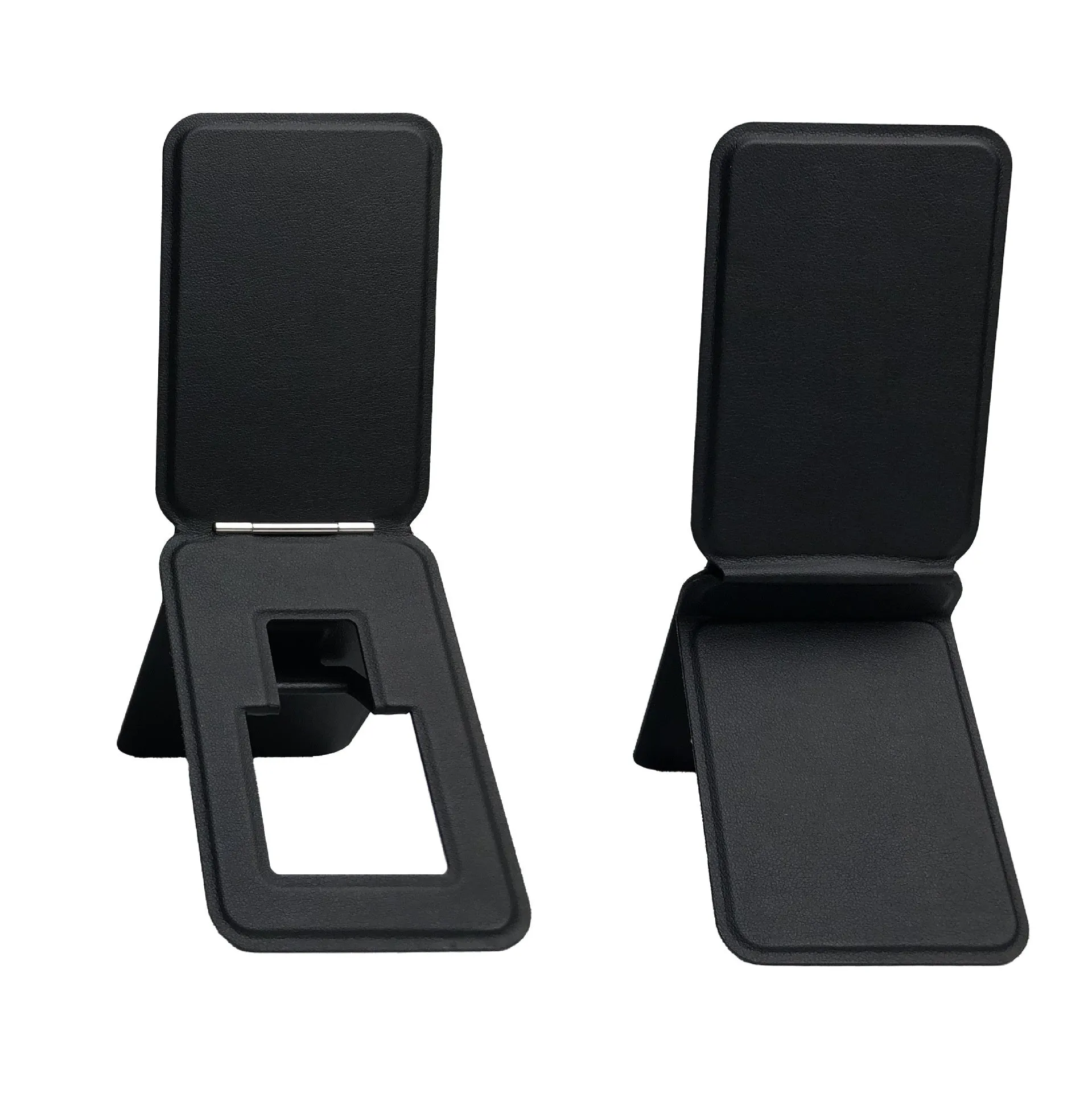 Genuine leather phone back sticker with magnetic three-fold card bag for iPhone in black