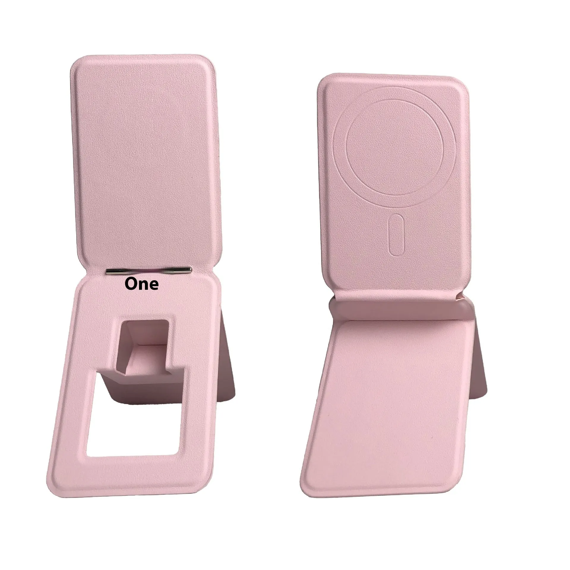Genuine leather phone back sticker with magnetic three-fold card bag for iPhone in black