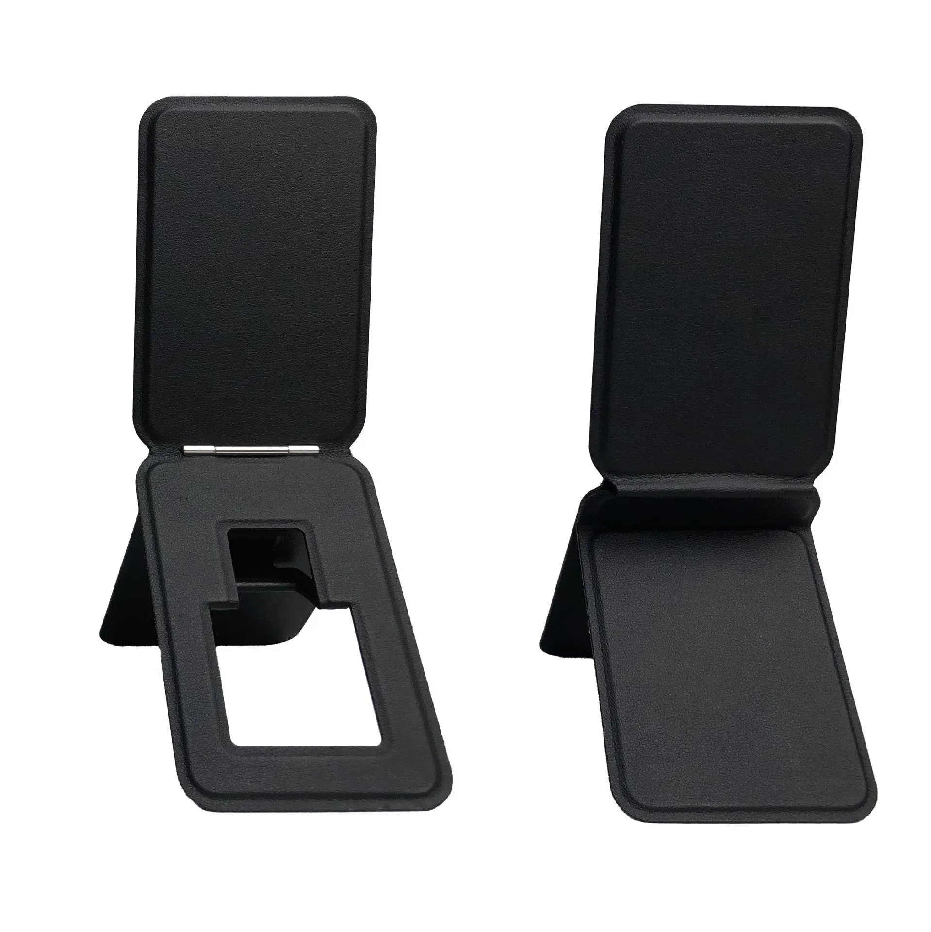 Genuine leather phone back sticker with magnetic three-fold card bag for iPhone in black