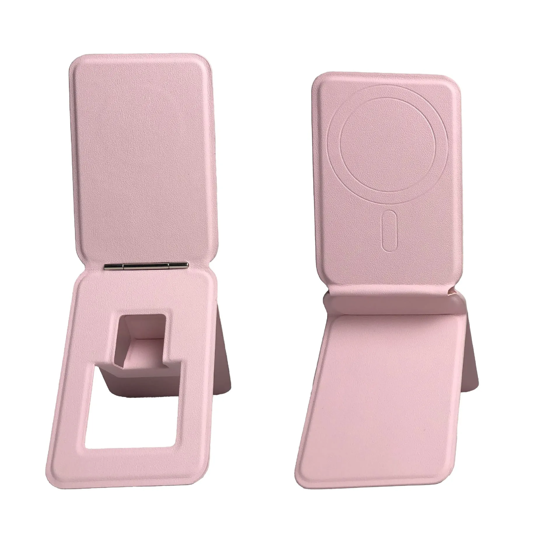 Genuine leather phone back sticker with magnetic three-fold card bag for iPhone in black
