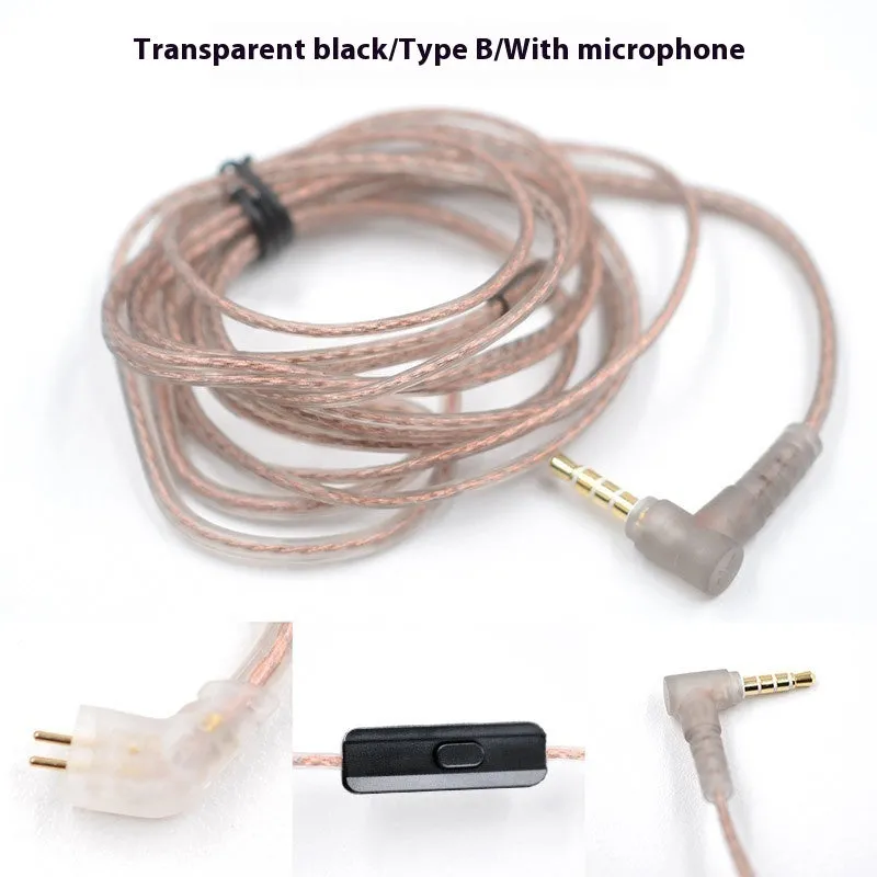 KZ high purity oxygen-free copper double and upgrade earphone replacement cable in transparent black