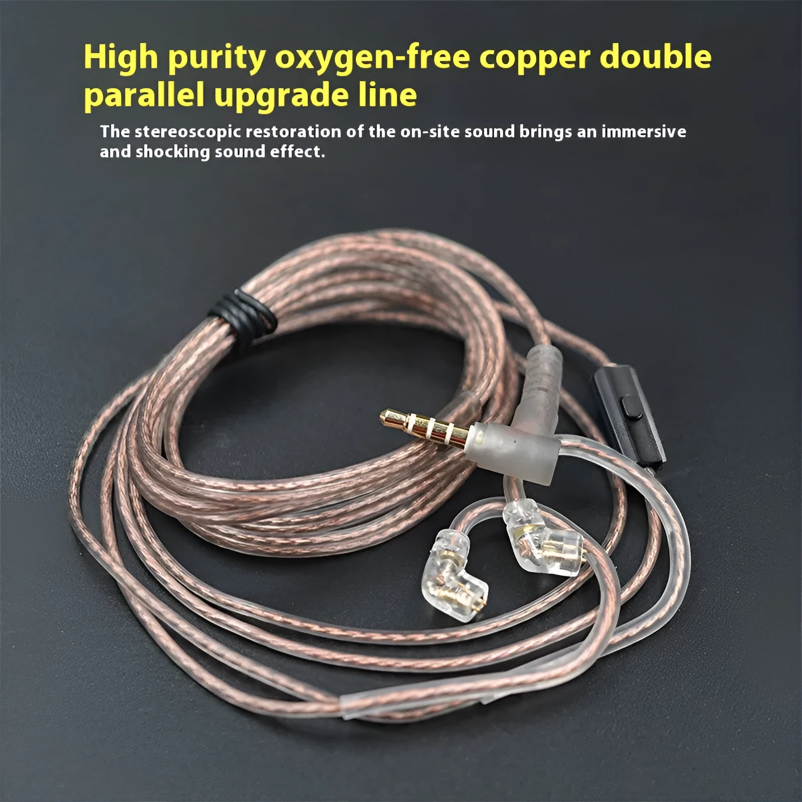 KZ high purity oxygen-free copper double and upgrade earphone replacement cable in transparent black