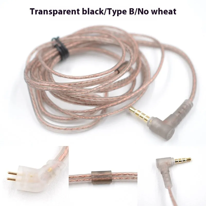 KZ high purity oxygen-free copper double and upgrade earphone replacement cable in transparent black