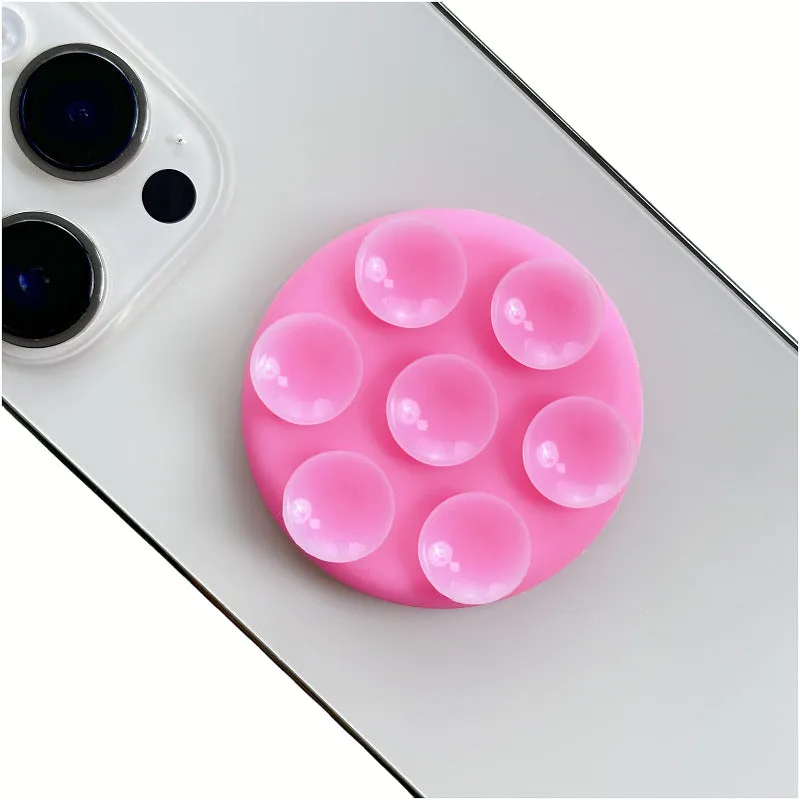 Mobile phone airbag bracket in pink silicone, detachable and foldable, 46mm diameter suction cup