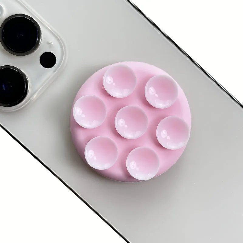 Mobile phone airbag bracket in pink silicone, detachable and foldable, 46mm diameter suction cup