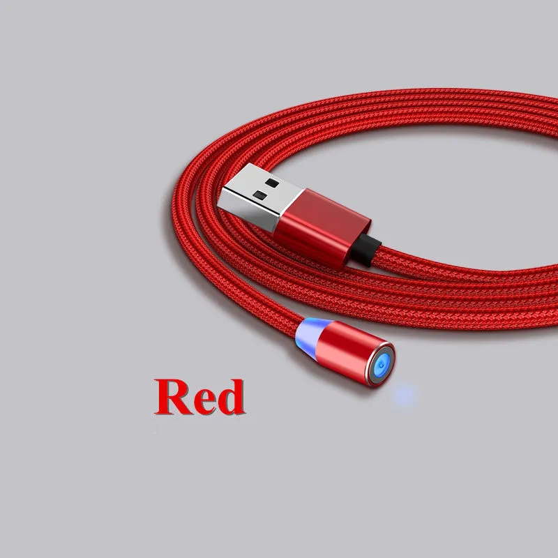 Magnetic USB cable with LED indicator in black 1m length for fast charging