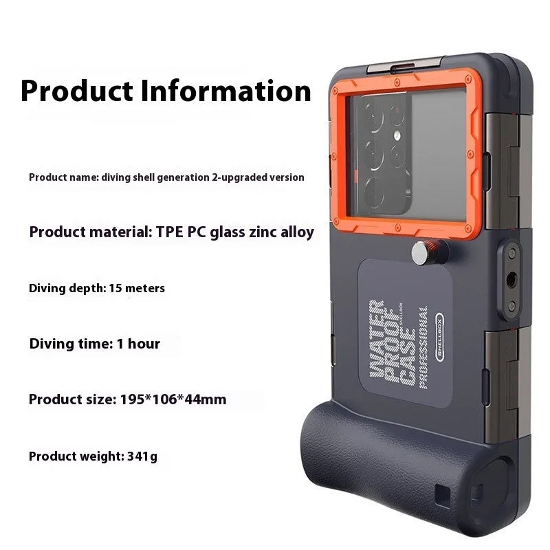 Blue orange waterproof case set for Apple phone, 15 metre diving depth, injection moulded TPE PC glass zinc alloy