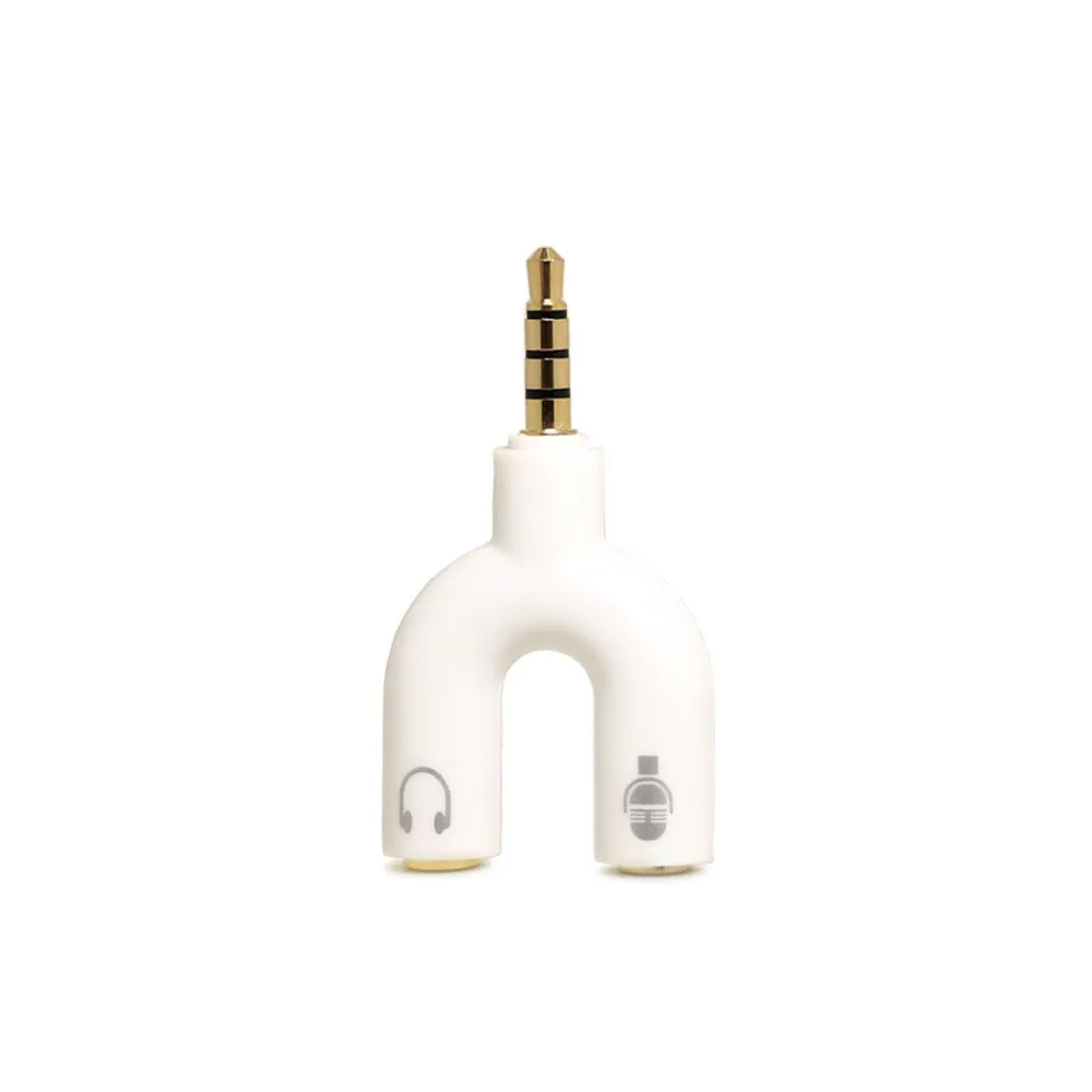 3.5mm audio splitter adapter with gold-plated connections in six colour options