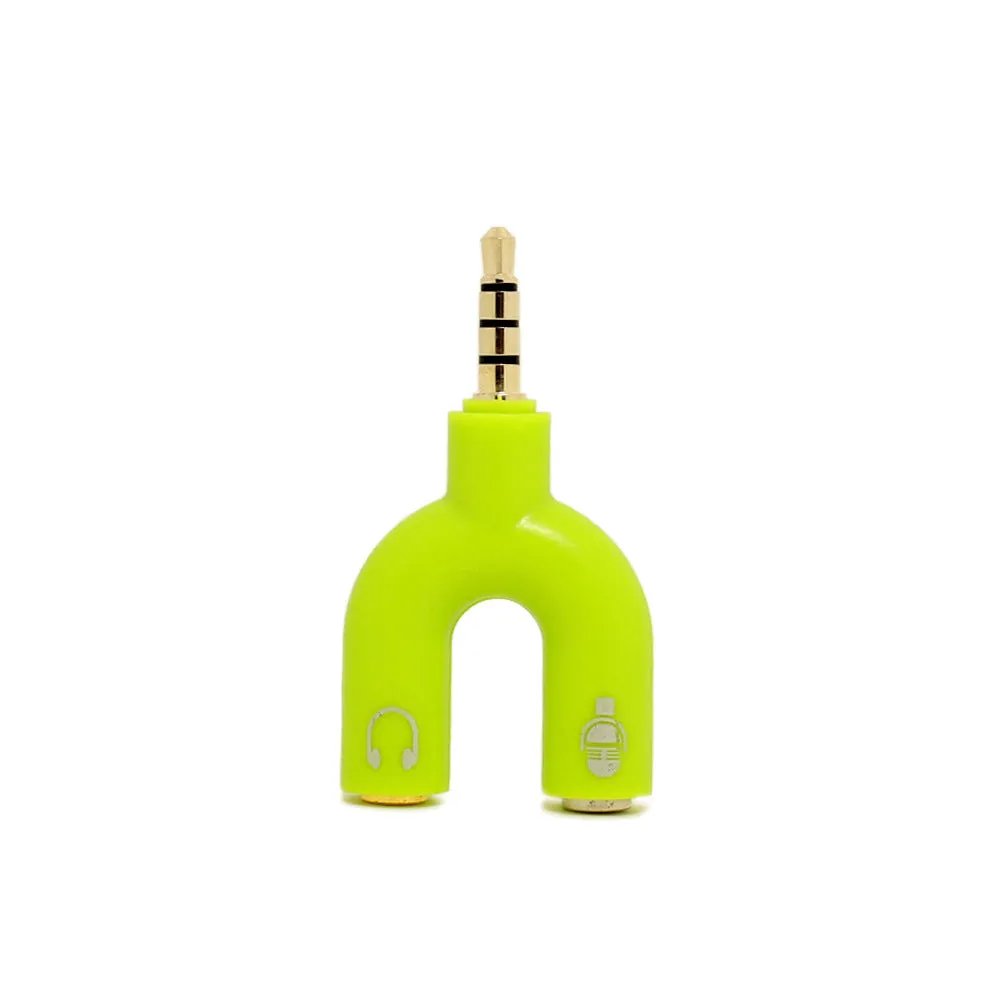 3.5mm audio splitter adapter with gold-plated connections in six colour options