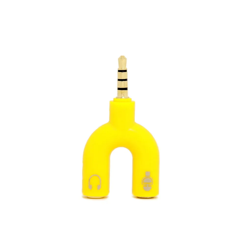 3.5mm audio splitter adapter with gold-plated connections in six colour options