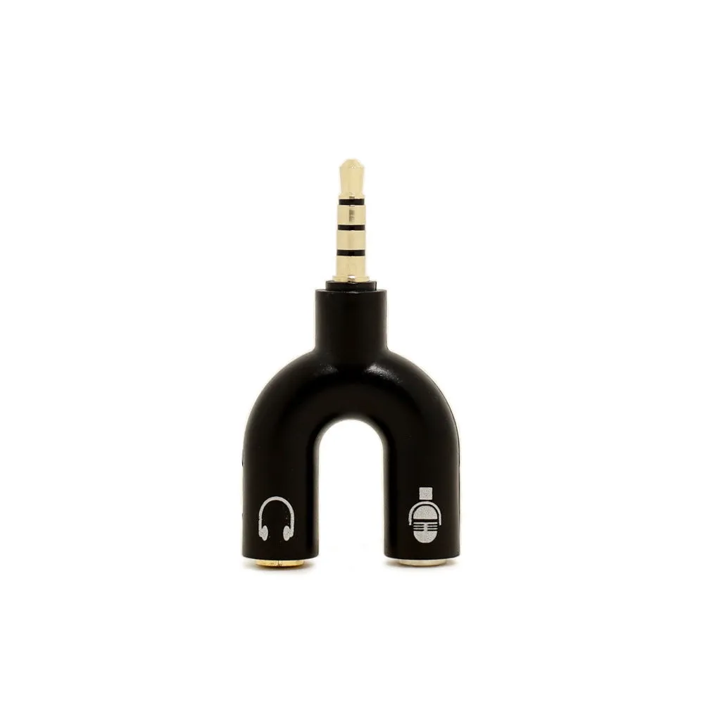 3.5mm audio splitter adapter with gold-plated connections in six colour options