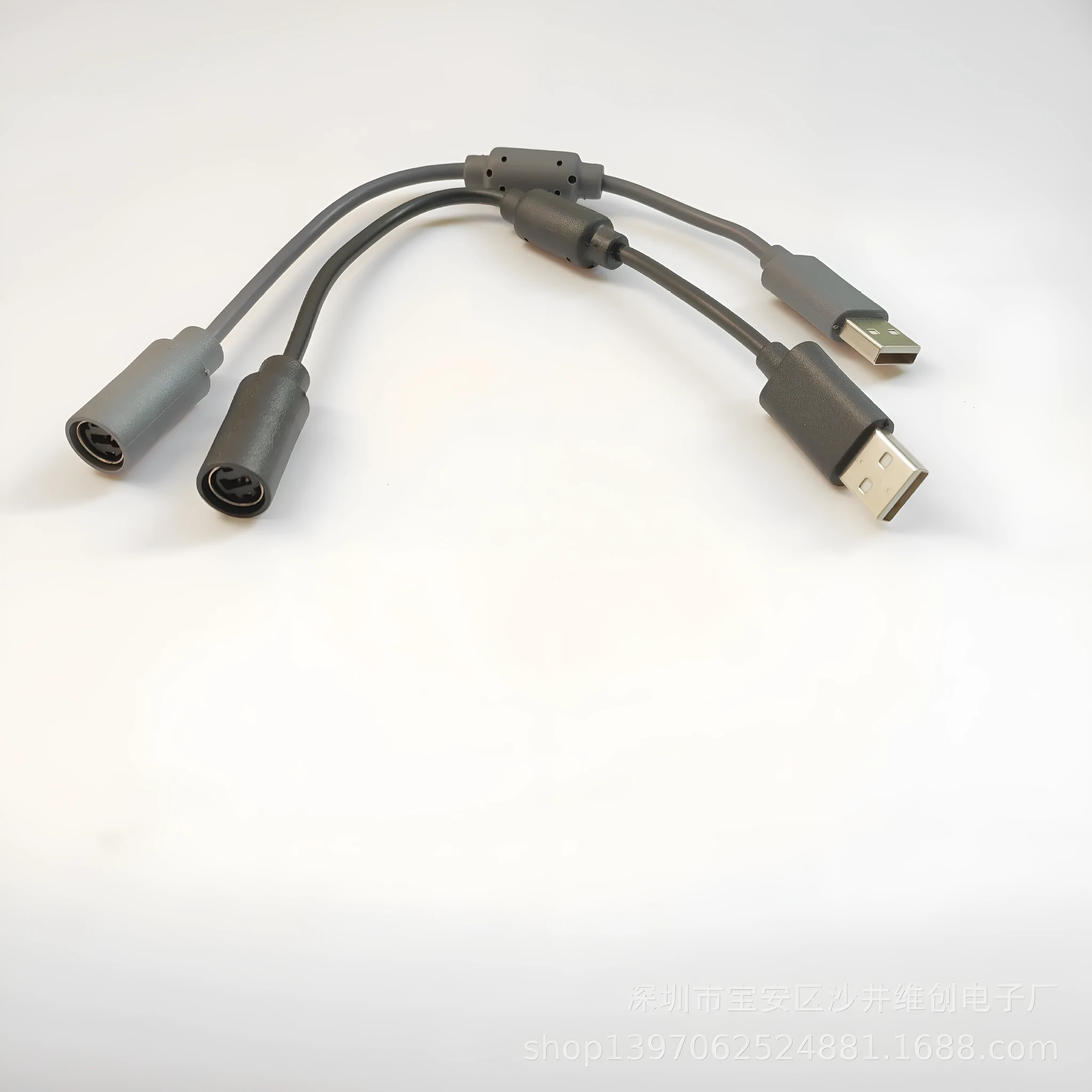 Black USB conversion wire for Xbox 360 controller 23cm PVC cable