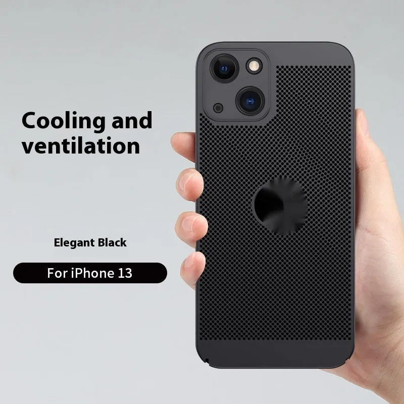 Matte solid colour PC phone case for iPhone showing heat dissipation and fingerprint resistance, in black finish